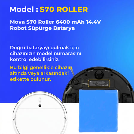 Mova S70 Roller 6400 mAh 14.4V Robot Süpürge Batarya