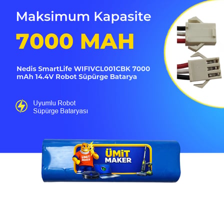 Nedis SmartLife WIFIVCL001CBK 7000 mAh 14.4V Robot Süpürge Batarya