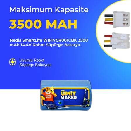 Nedis SmartLife WIFIVCR001CBK 3500 mAh 14.4V Robot Süpürge Batarya