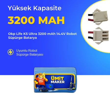 Okp Life K5 Ultra 3200 mAh 14.4V Robot Süpürge Batarya