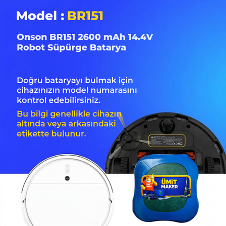 Onson BR151 2600 mAh 14.4V Robot Süpürge Batarya