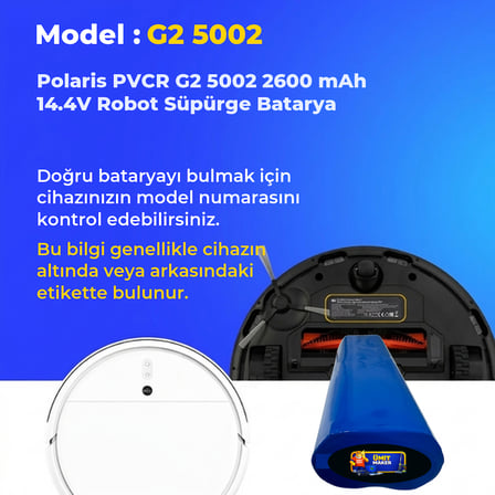 Polaris PVCR G2 5002 2600 mAh 14.4V Robot Süpürge Batarya