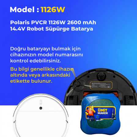 Polaris PVCR 1126W 2600 mAh 14.4V Robot Süpürge Batarya