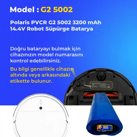 Polaris PVCR G2 5002 3200 mAh 14.4V Robot Süpürge Batarya