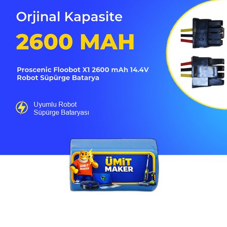 Proscenic Floobot X1 2600 mAh 14.4V Robot Süpürge Batarya