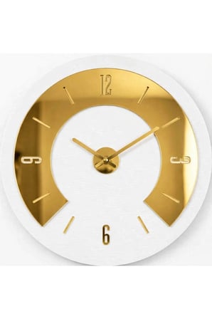 UMBRA Premium Pleksi Detaylı Ahşap Duvar Saati 40 cm. Beyaz Gold
