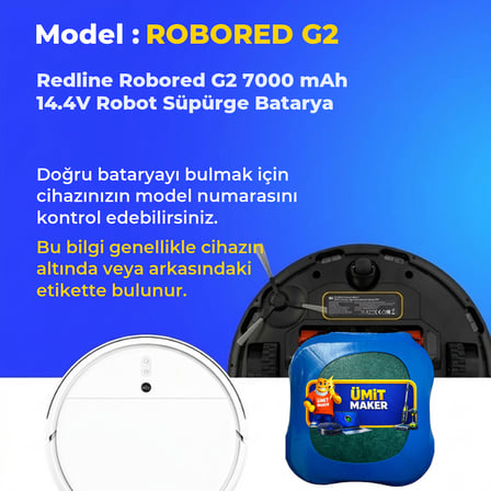 Redline Robored G2 7000 mAh 14.4V Robot Süpürge Batarya