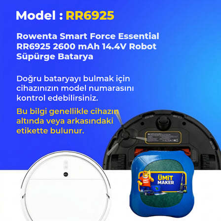 Rowenta Smart Force Essential RR6925 2600 mAh 14.4V Robot Süpürge Batarya