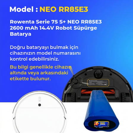 Rowenta Serie 75 S+ NEO RR85E3 2600 mAh 14.4V Robot Süpürge Batarya