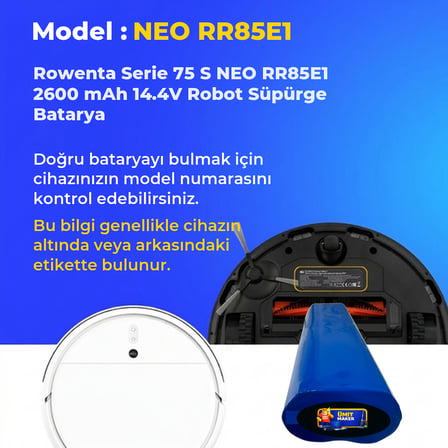 Rowenta Serie 75 S NEO RR85E1 2600 mAh 14.4V Robot Süpürge Batarya