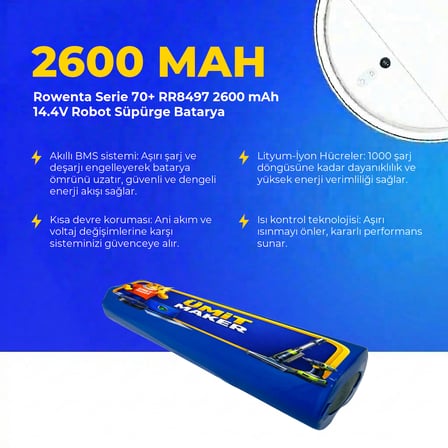 Rowenta Serie 70+ RR8497 2600 mAh 14.4V Robot Süpürge Batarya