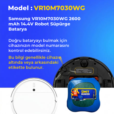 Samsung VR10M7030WG 2600 mAh 14.4V Robot Süpürge Batarya