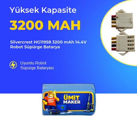 Silvercrest HG11958 3200 mAh 14.4V Robot Süpürge Batarya