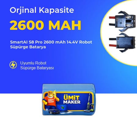SmartAI S8 Pro 2600 mAh 14.4V Robot Süpürge Batarya