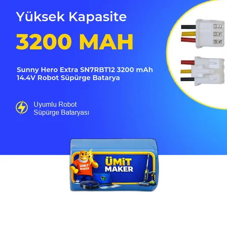 Sunny Hero Extra SN7RBT12 3200 mAh 14.4V Robot Süpürge Batarya