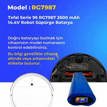Tefal Serie 95 RG7987 2600 mAh 14.4V Robot Süpürge Batarya