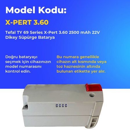 Tefal TY 69 Series X-Pert 3.60 2500 mAh 22V Dikey Süpürge Batarya