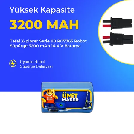 Tefal X-plorer Serie 80 RG7765 Robot Süpürge 3200 mAh 14.4 V Batarya