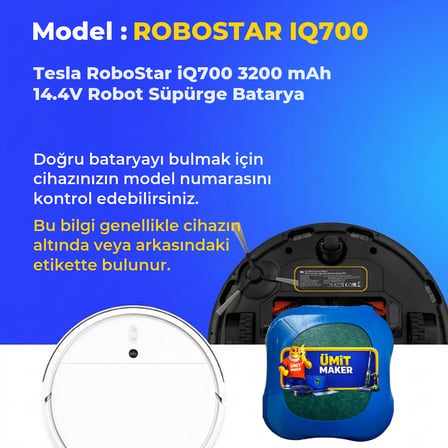 Tesla RoboStar iQ700 3200 mAh 14.4V Robot Süpürge Batarya