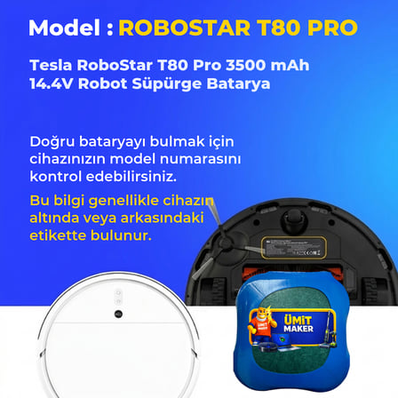 Tesla RoboStar T80 Pro 3500 mAh 14.4V Robot Süpürge Batarya