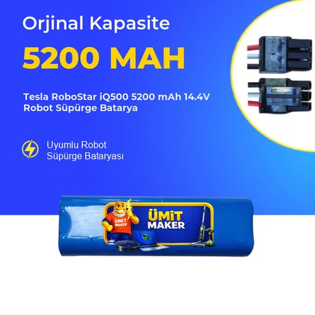 Tesla RoboStar iQ500 5200 mAh 14.4V Robot Süpürge Batarya