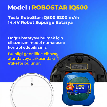 Tesla RoboStar iQ500 5200 mAh 14.4V Robot Süpürge Batarya