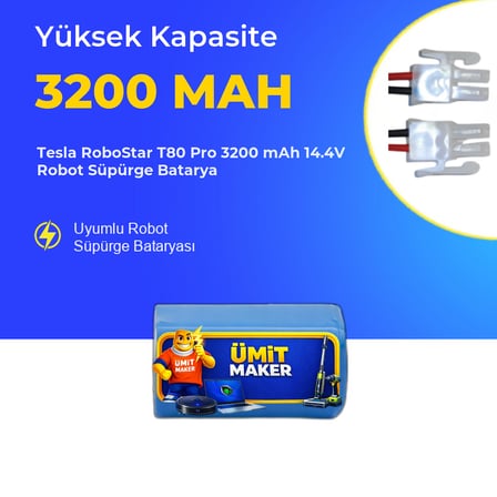 Tesla RoboStar T80 Pro 3200 mAh 14.4V Robot Süpürge Batarya