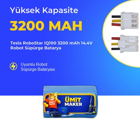 Tesla RoboStar iQ100 3200 mAh 14.4V Robot Süpürge Batarya