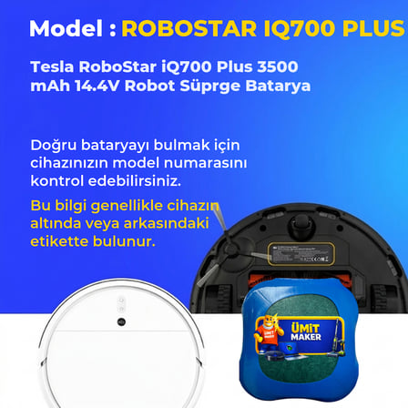 Tesla RoboStar iQ700 Plus 3500 mAh 14.4V Robot Süprge Batarya
