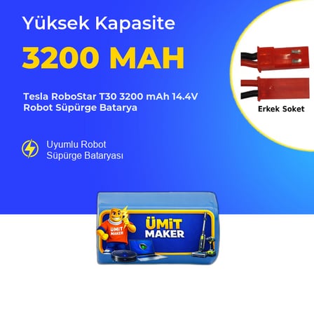 Tesla RoboStar T30 3200 mAh 14.4V Robot Süpürge Batarya