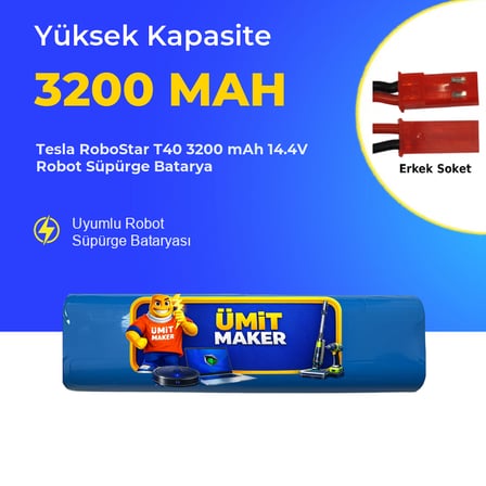Tesla RoboStar T40 3200 mAh 14.4V Robot Süpürge Batarya