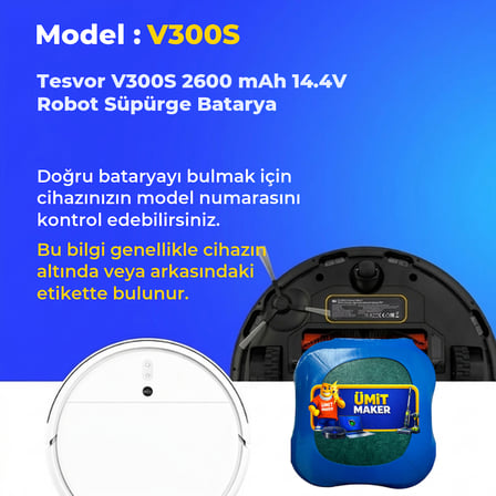 Tesvor V300S 2600 mAh 14.4V Robot Süpürge Batarya