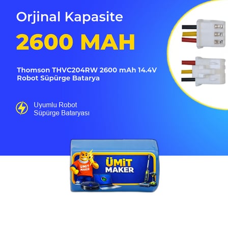 Thomson THVC204RW 2600 mAh 14.4V Robot Süpürge Batarya