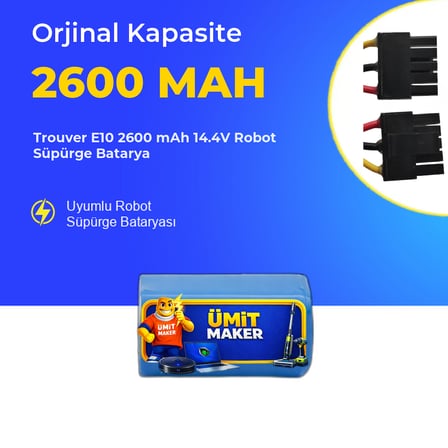 Trouver E10 2600 mAh 14.4V Robot Süpürge Batarya