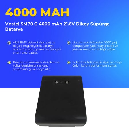 Vestel SM70 G 4000 mAh 21.6V Dikey Süpürge Batarya