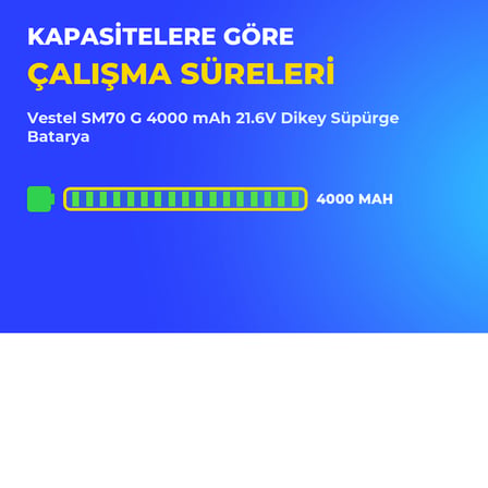 Vestel SM70 G 4000 mAh 21.6V Dikey Süpürge Batarya