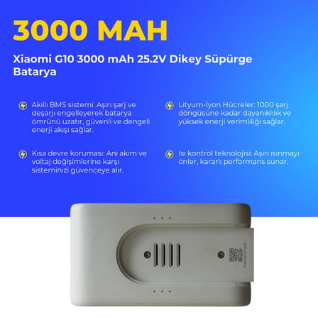 Xiaomi G10 3000 mAh 25.2V Dikey Süpürge Batarya