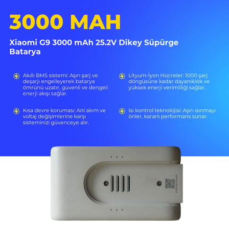 Xiaomi G9 3000 mAh 25.2V Dikey Süpürge Batarya