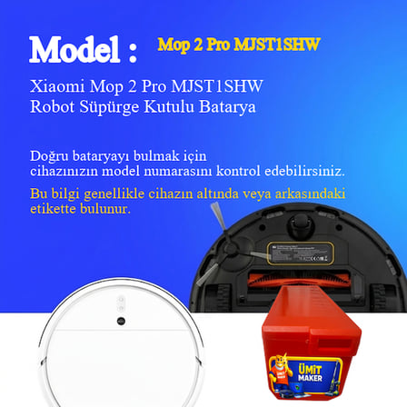 Xiaomi Mop 2 Pro MJST1SHW Robot Süpürge 7000 Mah 14.4 V Kutulu Batarya – Orjinal Uyumlu Uzun Ömürlü, Yüksek Performans Pil
