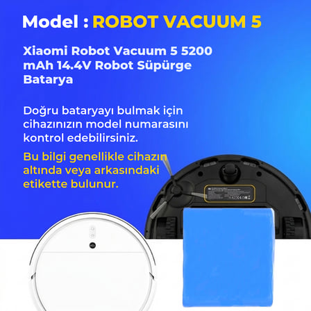 Xiaomi Robot Vacuum 5 5200 mAh 14.4V Robot Süpürge Batarya