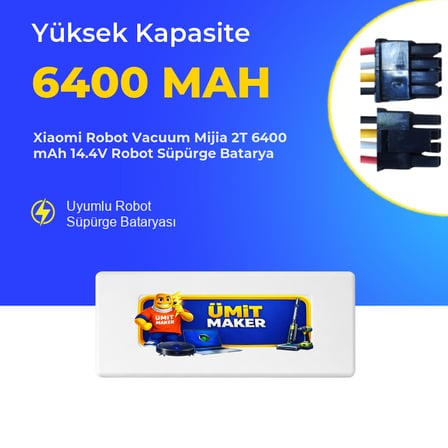 Xiaomi Robot Vacuum Mijia 2T 6400 mAh 14.4V Robot Süpürge Batarya