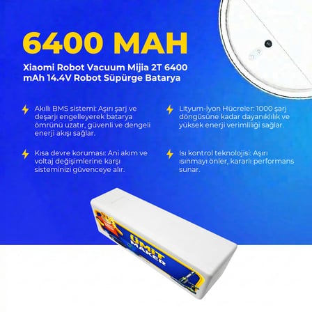 Xiaomi Robot Vacuum Mijia 2T 6400 mAh 14.4V Robot Süpürge Batarya