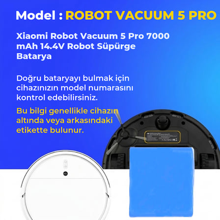 Xiaomi Robot Vacuum 5 Pro 7000 mAh 14.4V Robot Süpürge Batarya