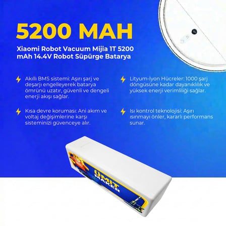Xiaomi Robot Vacuum Mijia 1T 5200 mAh 14.4V Robot Süpürge Batarya