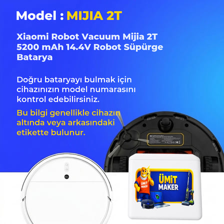 Xiaomi Robot Vacuum Mijia 2T 5200 mAh 14.4V Robot Süpürge Batarya