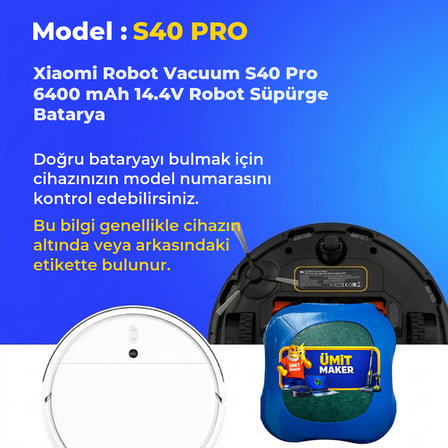 Xiaomi Robot Vacuum S40 Pro 6400 mAh 14.4V Robot Süpürge Batarya