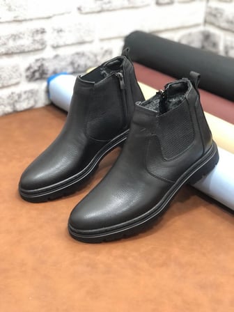 Hakiki Deri Ortopedik Büyük Numara 45-46-47 Kürklü Kışlık Erkek Bot
