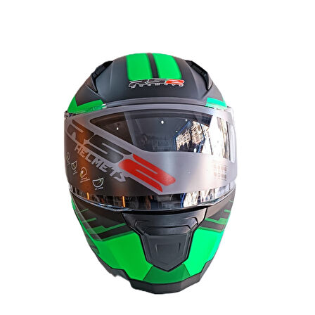 KASK ÇENE AÇILIR VİZÖRLÜ YEŞİL-SİYAH RS2 ECE 2206 BELGELİ L BEDEN