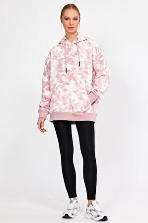 ALEXANDERGARDI BATİK DESENLİ KAPÜŞONLU ŞARDONLU OVERSİZE SWEATSHİRT (UN-757A07)