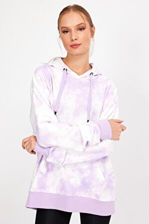 ALEXANDERGARDI BATİK DESENLİ KAPÜŞONLU OVERSİZE SWEATSHİRT (UN-757A07)